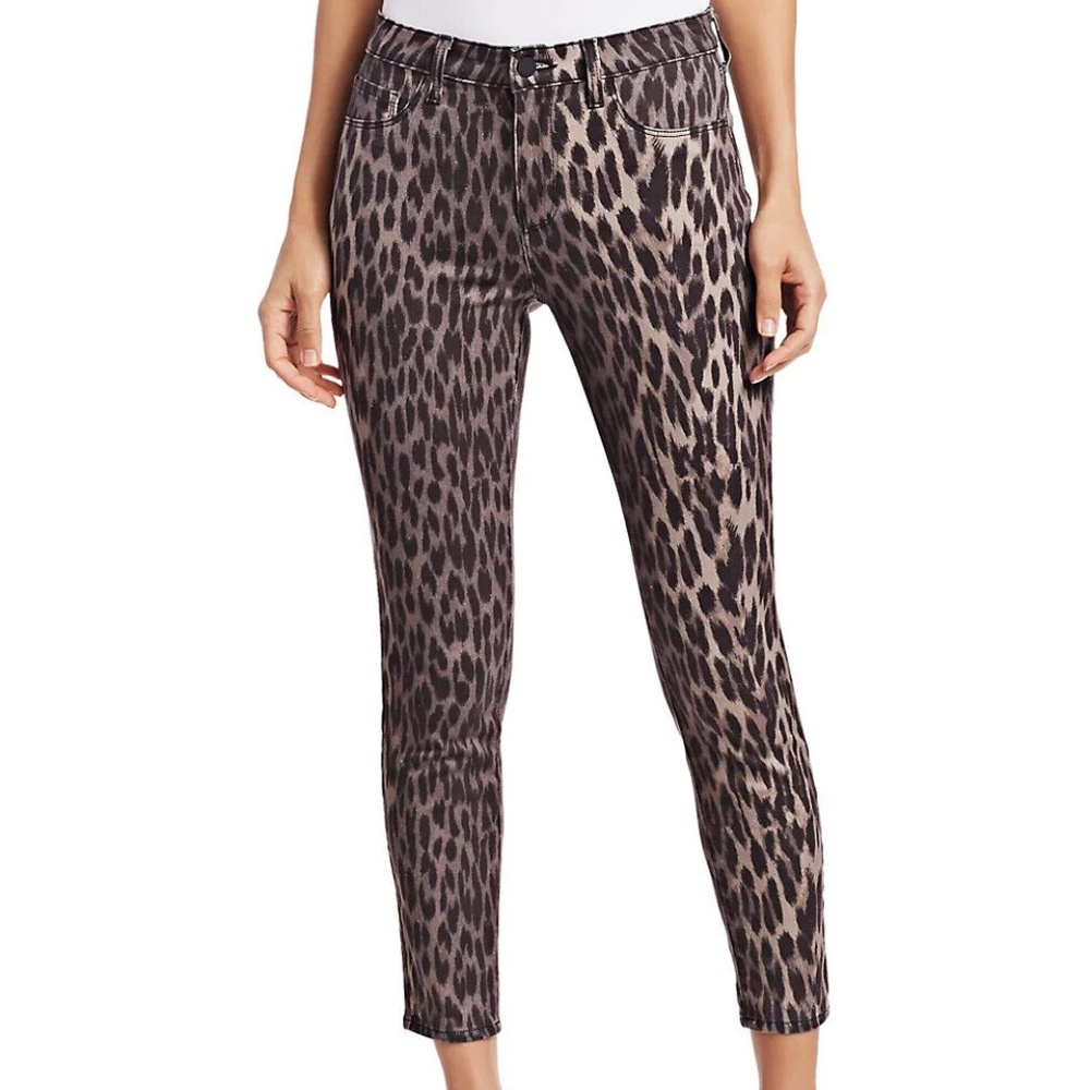 L' AGENCE Jeans Size 28 Margot Skinny High Rise Brown Olive Leopard